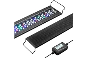 BAITAI Aquarium Light, 24/7 Full Spectrum LED Fish Tank Light with LCD Controller, Auto On/Off, IP67 Waterproof, Adjustable Brightness & Color, 3 Modes for 45-60cm Freshwater Tanks