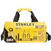 STANLEY 38 Piece Tool Set with Bag - Hammer, Pliers, Screwdrivers, Allen Wrenches, Tape Measure, Level and More - Durable and