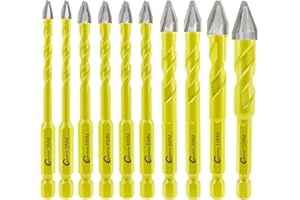 SANLEETEK Set di Trapano Eccentriche - Set Punte in Carburo per Legno Plastica Muratura Piastrelle di Ceramica Calcestruzzo Marmo 10pezzi 5mm*2+6mm*4+8mm*2+10mm+12mm, Codolo Esagonale a Cambio Rapido