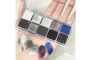 KARLOR Smoky makeup paleta cieni do powiek, 10 kolorów, cienie do powiek, szary, srebrny, czarny, niebieski, brokatowe, matowe, perłowe, punkowe, wysoko pigmentowane, paleta cieni do powiek