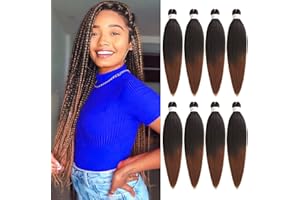 Leeven 16 Zoll Pre Stretched Hair Extensions for Braiding 8 Packs Medium Auburn EZ Braiding Hair for Goddess Box Braids Crochet Hair /T30#