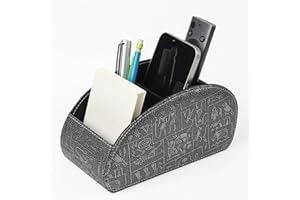 WAYIFON Fernbedienungshalter mit 5 Taschen, Große Halterung für TV, DVD,4K Stick und Bluray Fernbedienungen, Fernbedienung Aufbewahrung für Stifte,L-Retro Silber