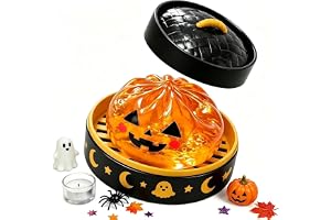 Halloween Spooky Glitter Dumpling Squishies Toys, Dumplings Stress Balls for Adults Fidget Toy with Steamer, Cute Halloween Decor Ghost Bao Bun Squishes for Anxiety Relief, Orange