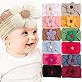 BAKEFY - 6 Kids Soft Elastic Hairband Large Flower Baby Headband Infant Hair Accessories Baby Headband Turban Knotted Hair Band For Girls For Newborn, Multicolor