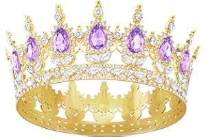 DRESHOW Volle Runde Mädchen Tiara Königin Krone Damen Brautkrone Diadem Kristall Barock Tiara Sparkly Strass Prinzessin Karneval Kopfschmuck für Hochzeit Prom Geburtstag Party