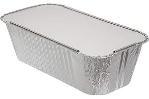 EURO CLASSIC Pack of 10, 1.5 Litre Rectangular Deep Aluminum Container Pans with Lids ~ Foil Trays with Lids ~ Good for Baking, Cooking, Storing and Freezing ~ 12.5.cm x 24.5cm (5 inch x 9.6 inch)