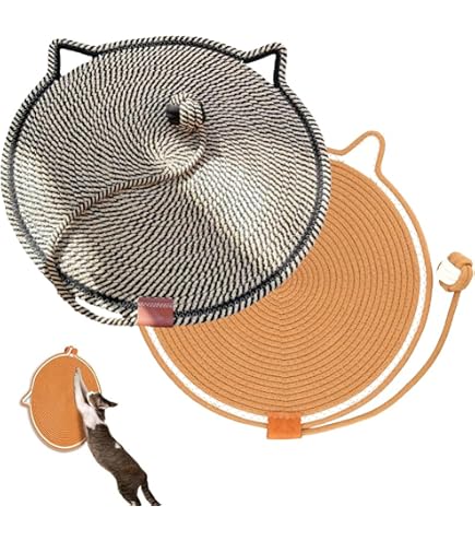 2-Pack Round Cat Scratcher Mats – 42cm Natural Cotton Rope Scratching Pad For Floor Or Wall 5 thumbnail image