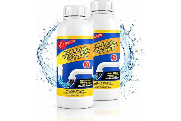Powerful- Drain & Sink - Cleaner Heavy - Duty - Clog - Remover - for - Kitchen & Bathroom - Drains - Fast -Acting - Pipe - Cleaning - Formula (PACK OF 2)