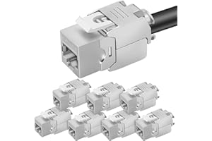 ZHITING Lot de 8 modules Keystone RJ45 CAT 7 femelle câble LAN 10 Gbit/s à 1000 MHz AWG 22-24 sans outil LSA entièrement blindé STP Prise encastrable RJ45 femelle Borne de coupe pour panneau de brassage et