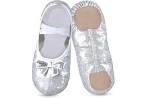 TANZDUNSJE Buty baletowe dla dziewczynek, małych dzieci, baletki, brokatowe wzornictwo z uroczym łukiem, buty do tańca