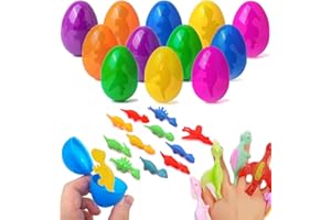 MIZIJIA Lot de 12 œufs de Pâques en plastique à suspendre - Œufs de Pâques colorés avec pois et rayures - Blanc, vert, jaune, rose