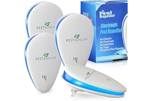LEMENG Répulsif Ultrason Anti-Rongeurs Insectes 4 Pack, Ultrason Anti Moustique Ultrason Souris et Rats, Insectes Répulsif Électronique Anti Souris, Rats, Fourmis, Araignées, Moustiques, Cafards