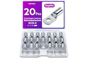 20 Stück Rohrkabelschuh 25mm2 M8 Kabelschuhe Set, ANVINKU Rohrkabelschuhe Set für Kfz Batteriekabel Set, Kabelschuh Sortiment, SC Rohrkabelschuh Set, 25mm² Kabelschuhe für Auto Motorräder Boote