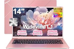 RUZAVA Ordinateur Portable 14 Pouces Celeron N5095(jusqu'à 2,9 GHz) 8Go DDR4 Win11 256Go SSD Extension 1To 5G WiFi HDMl FHD PC Portable avec Souris sans Fil qwerty Clavier AZERTY Membrane du Clavier - Or