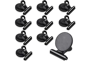 MAGXCENE Magnetclips Whiteboard Magnete Klammer, 10 Stück Starke Magnete Magnetische Klammern, Kühlschrankmagnete mit Klammer für Küche Büro Schule Etiketten Tafel (Schwarz, 31mm)