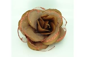 Jay Jewellery - 4" Brown, Silk and Organza Flower with corsarge, Hairclip & Brooch