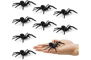 YICELERATE Halloween Spider,Fake Spider,Plastic Spiders,Spider Toys,Halloween Spider Decoration Set,Plastic Spiders and Bats,Robo Alive,Mini Beasts,Toy Insects,Halloween,Toy Bugs,Halloween Decorations Indoor