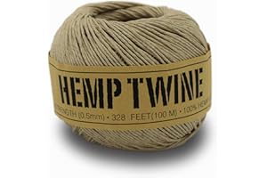Bean Products Hemp Twine - High Tensile Strength and Durable - Made with 100% Hemp - Perfect for Jewelry, Arts & Crafts, Decoration, Cooking - 0.5MM, 50G/328 Ft. - 8 lb. Test Strength - Natural