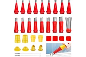 DABBOO 32 Stück Edelstahl Dichtungsdüse Sets Dichtmittel Abdichten Düsen Silikon Düsen Dichtungsfinisher Einteiliger Edelstahldüsen zum Verstemmen Wiederverwendbarer Dichtungsdüsenapplikator Werkzeug