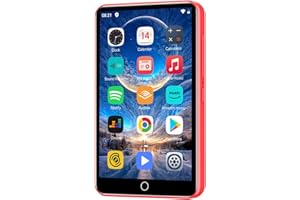 Reproductor MP3 con Spotify, ZAQE 80GB MP3 Player with Bluetooth and WLAN，MP3 Player with Amazon Music, Audible, Deezer, 4 Inch Touch Screen, MP3, MP4 Player for Kids (Rojo)