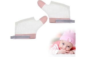 BNOYONERAS Protector para Chupar el Pulgar, Guante para Detener la Succión del Pulgar,Protectores para el Pulgar para Bebés,Baby Stop Guantes para chuparse el Dedo,Tejido Transpirable Suave Ajustable,Rosa,1 Par