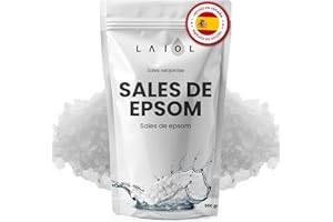 LAIOL Sales de Epsom 500g para Baño y Pies – Relajación Muscular y Detox con Magnesio – Sal de Epsom Grado Premium - Ideal para Aromaterapia, Spa Casero y Alivio del Estrés