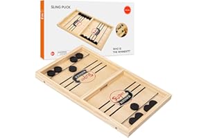 BAKAM Super Fast Sling Puck Game, Portable Table Hockey Game for Kids and Adults, Tabletop Slingshot Games Toys for Boys and Girls, Desktop Sport Board Game for Family Game Night Fun