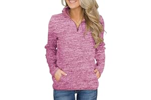 Magritta Women Jumpers Sweatshirt Long Sleeve Tops with Two Pockets Stand Collar 1/4 Zipper Jacket Sweatshirt