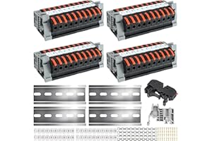 AXVRAV 40 Stück Reihenklemmen Hutschiene, Hutschienen Klemmen Klemmleiste Kit mit Digitale Markierungsstreifen, Schiene Schraube Feste Basis Elektrische Anschlussblöcke 0,08-4mm² für Feste Kabel