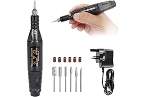 YWQQ Electric Nail Drill Kit, Professional Nail Drill Filing Machine Adjustable Speed Acrylic Nail Remover Electric Manicure Pedicure Kit with 6 Bits, Great for Gel Nails, Exfoliating, Polishing