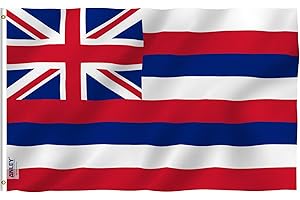 Flaga stanu Hawaje Anley Fly Breeze 3x5 stóp - Żywy kolor i odporność na blaknięcie - Płócienny Nagłówek i podwójne szycie - Hawajskie flagi HI Poliester z mosiężnymi przelotkami 3 x 5 stóp