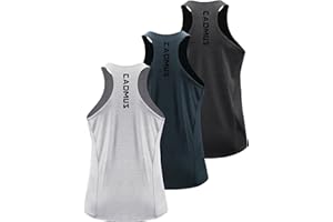 Cadmus Men's 3 Pack Gym Muscle Vest Running Dry-Fit Sleeveless Y-Back Tank Top Training Fitness Shirts