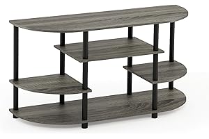 Furinno JAYA Simple Design Corner TV Stand, TV Unit, Entertainment Center, French Oak/Black,106.7 (W) x 57.4 (H) x 39.4 (D) cm