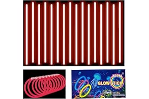 YAYAFUNFUN Braccialetti luminosi fluorescenti rosso 100 pezzi, colorati bastoni bulk con 100 connettori. Glow sticks bambini adulti per compleanno, feste, Carnevale, Capodanno, Pasqua, Halloween