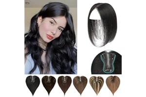 LASUNORK Hair Toppers for Thinning Hair Women Real Hair Real Human Hair 10 Inch Hair Toppers for Women Human Hair Upgrade Swiss Base Hair Topper Hair Pieces for Women (Natural Black)