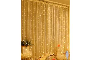 A.bigwhale Rideau lumineux blanc chaud 200LED, 2mx2m Rideau lumineux LED, Rideau lumineux intérieur Chaîne lumineuse USB Rideau lumineux LED pour Noël Mariage Fenêtre Mur Chambre Fête Décoration