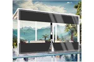 CAQXAQP Lona Transparente Exterior 2,6mx3,6m Lona Protección Impermeable con Ojales,0.5 mm Lona Cubre Tendal Exterior Lluvia,Lona con 1 Cremallera para Porche Terraza Muebl Balcon