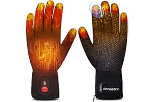 Sun Will Gants Chauffants Électriques, Gants Hiver avec Batterie 7,4V 2200mAh pour Homme Femme, Gants Chauffants Hiver pour Cyclisme Ski de Neige Pêcher Conduite Chasse Arthrite Maladie de Raynaud