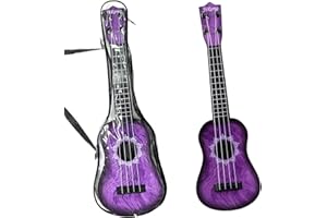 ENJOYAA Instrumento de guitarra infantil de 42 cm, con funda de guitarra gratuita, púa y cuerdas de repuesto, mini guitarra para niños y niñas de 3 a 6 años (morado)