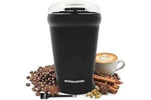 Andrew James Electric Coffee Grinder, Seed, Bean, Nuts, Fine Spice Grinders, Black or Red, 70g, 150W (Black)