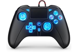 FOIRCEADAL RGB Wired Controller for PS5/PC/PS-4, 3.5mm Audio Jack, Marco Function, 6-Axis Motion