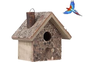 HERCHR Birdhouse de Madera, Colgante casa de pájaros para el Exterior Casas de pájaros al Aire Libre Jardín Patio Casa de pájaros Decorativos Jaula de pájaros de Madera para pájaros pequeños, 15 x 10 x 9 cm