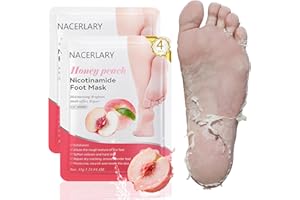 NACERLARY 4 Pack Foot Peel Mask, Deep Exfoliation for Smooth Feet, Peach Foot Mask for Removes Dead Skin and Calluses, Gentle Yet Effective Formula, Gift for Women & Men