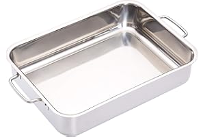 MASTER CLASS MasterClass Teglia con manici pieghevoli e design compatibile con il piano cottura, acciaio inox, 32 x 23 x 6,5 cm (12,5 x 9 x 2,5''), argento
