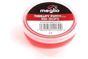 Meglio Therapy Hand Putty 57g - for Hand Exercises Targeting Hand Recovery and Rehabilitation, Strength Training and Stress Relief, Variable Resistive Strength (Red (Soft))