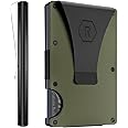The Ridge Wallet for Men, Slim Wallet for Men - Thin as a Rail, Minimalist Aesthetics, Holds up to 12 Cards, RFID Safe, Titanium Wallet with Money Clip (Hex Ridge, Matte Olive)