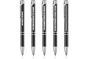 SINMOE 5 Pcs Funny Pen Set for Colleagues Retractable Ballpoint Pens Black Ink Novelty Pens Office Chrismes Stationery Gifts Goodbye Gifts for Colleagues Work Leaving Gift for Teachers Adults(Black)