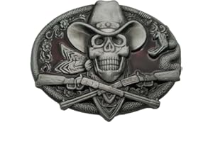 YONE Hebilla de cinturón Western Cowboy Skull Pirate Rifles Belt Buckle