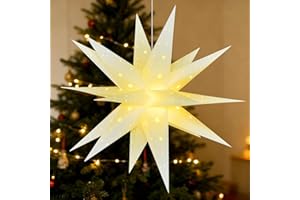 ‎BAYHT BAYHT 45cm Weihnachtsstern Beleuchtet, 3D Led Christbaumspitze Stern Batterie mit Timer, Adventsstern Stern Zum Dekorieren von Weihnachtsbaum, Innenhof, Balkon Und Garten