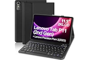 YEEGNAR Funda con Teclado para Lenovo Tab P11 2nd Gen 11.5" Teclado Español Ñ Bluetooth Inalámbrico Desmontable con Funda Protectora Delgada para Tablet Lenovo Tab P11 de 2ª Generación TB-350FU/TB-350XU Negro